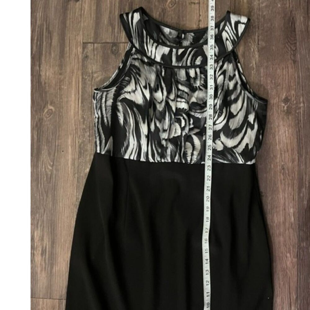 AB Studio Size 12 Black White Abstract Print Sheath Dress Career Cocktail